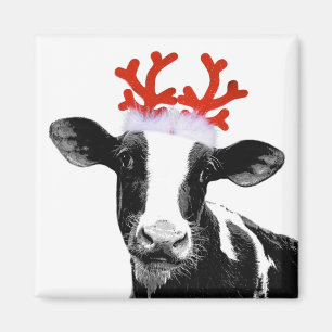 Cow with Reindeer Antlers Magnet