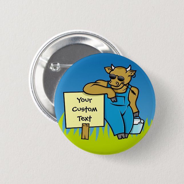 Cow with sign 6 cm round badge (Front & Back)