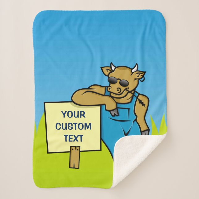 Cow with Sign Sherpa Blanket (Front)