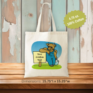 Cow with sign tote bag