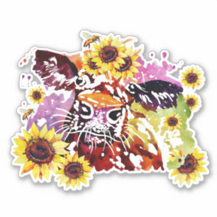 Cow with Sunflowers Custom-Cut Vinyl Sticker
