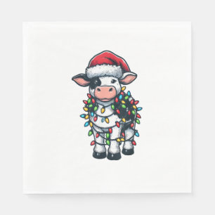 Cow Xmas Outfit Cute Santa Cow Napkin