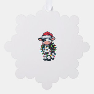 Cow Xmas Outfit Cute Santa Cow  Tree Decoration Card