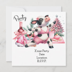 Cow Yoga Pink Christmas Decoration  Invitation
