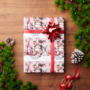 Cow Yoga Pink Christmas Decoration Wrapping Paper