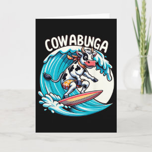 Cowabunga Beach Surfing Cow Surfingboard Surfboard Card