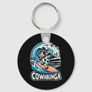 Cowabunga Beach Surfing Cow Surfingboard Surfboard Key Ring