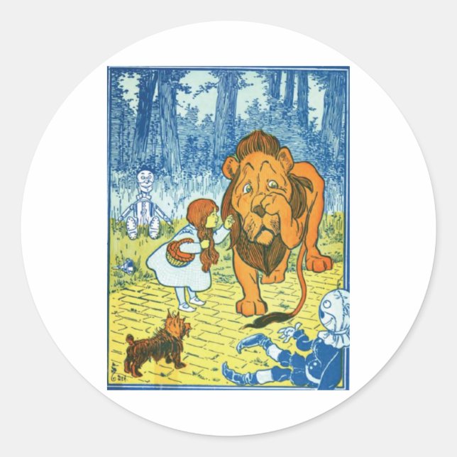 Cowardly Lion Classic Round Sticker (Front)