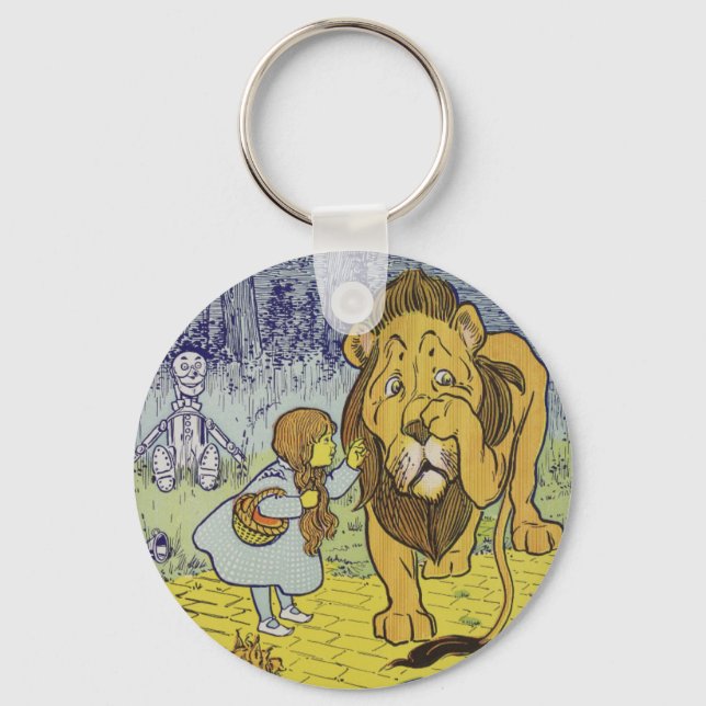 Cowardly Lion Wizard of Oz Book Page Key Ring (Front)