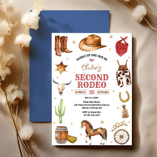 Cowbow Second Rodeo Wild West 2nd Birthday Invitation