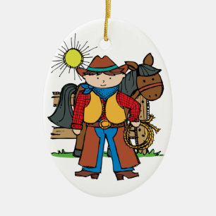 Cowboy3 Ceramic Tree Decoration