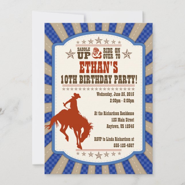 Cowboy 10th Birthday Party Invitation (Front)