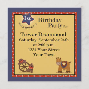 Cowboy 1st Birthday Invitation