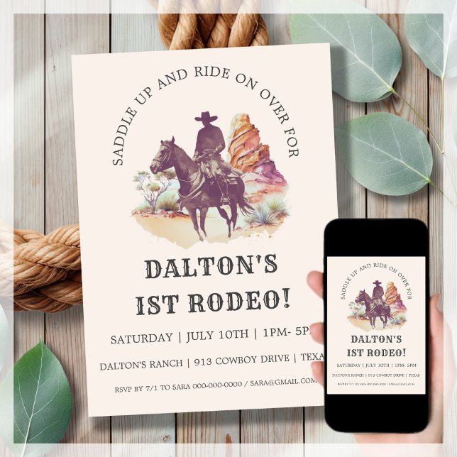 Cowboy 1st Rodeo Party | Birthday Invitation (Creator Uploaded)