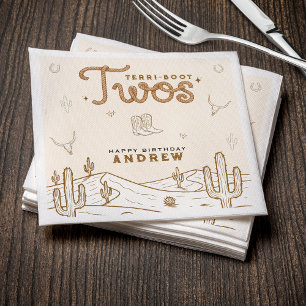 Cowboy 2nd Birthday Party Terri-Boot Twos Western Napkin