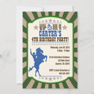 Cowboy 4th Birthday Party Invitation