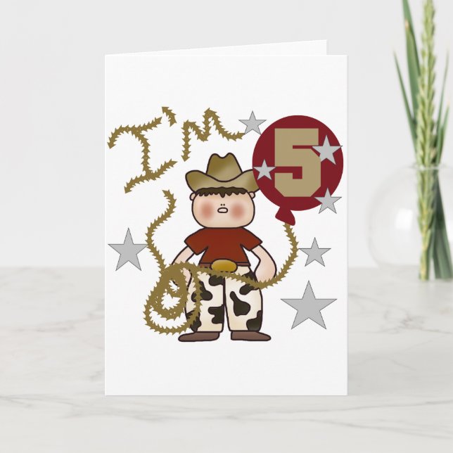 Cowboy 5th Birthday T-shirts and Gifts Card (Front)