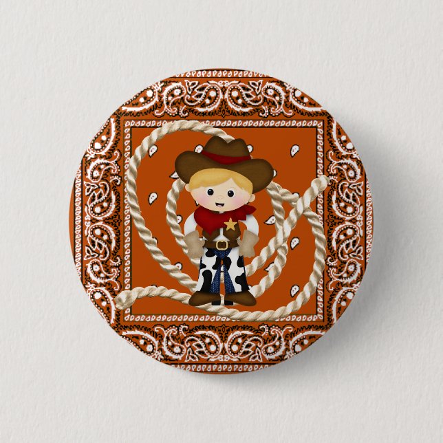 Cowboy 6 Cm Round Badge (Front)