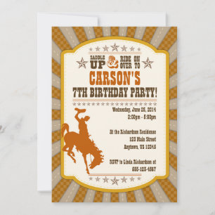 Cowboy 7th Birthday Party Invitation