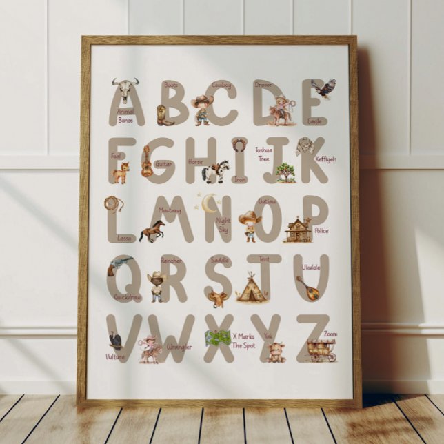 Cowboy Alphabet ABC Poster Kids Room Decor (Creator Uploaded)