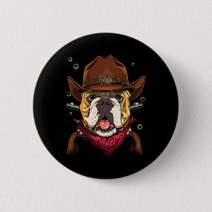 Cowboy American Bulldog Country Music Rodeo Howdy 6 Cm Round Badge