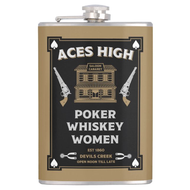 Cowboy American Frontier Saloon Hip Flask (Front)