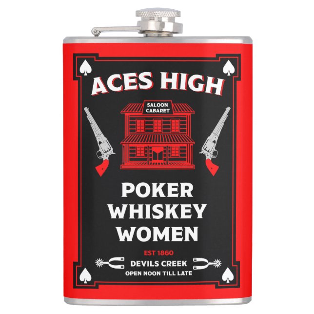 Cowboy American Frontier Saloon Hip Flask (Front)