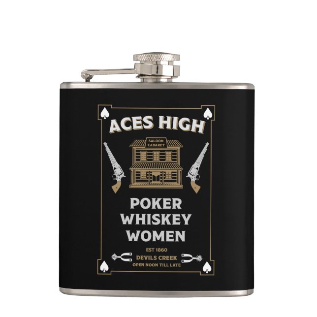 Cowboy American Frontier Saloon Hip Flask (Front)