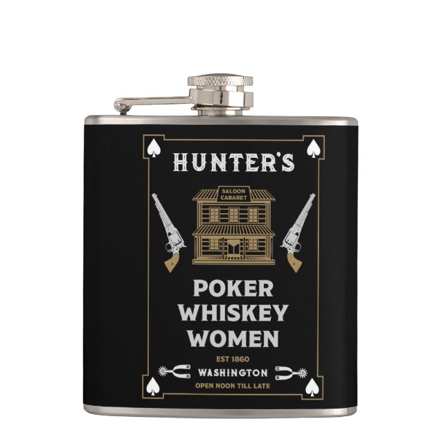 Cowboy American Frontier Saloon Hip Flask (Front)