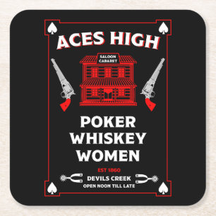 Cowboy American Frontier Saloon Square Paper Coaster