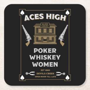 Cowboy American Frontier Saloon Square Paper Coaster