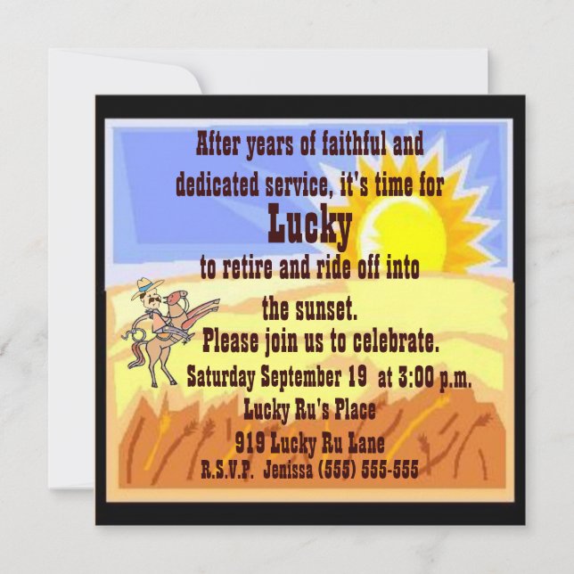 Cowboy and Blue Jean Retirement Party Invitation (Front)