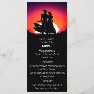 Cowboy and Bride Sundown Western Style Wedding Menu