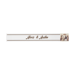 Cowboy  and Bride Western Style Wedding Brown Invitation Belly Band