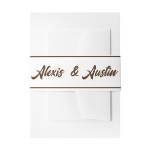 Cowboy and Bride Western Style Wedding Brown Invitation Belly Band
