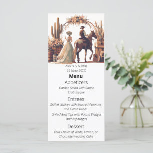 Cowboy and Bride Western Style Wedding Menu