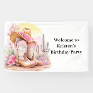 Cowboy and Cactus Birthday banner