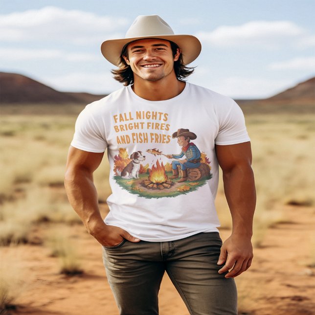 Cowboy and cow dog cooking autumn fish T-Shirt (Creator Uploaded)