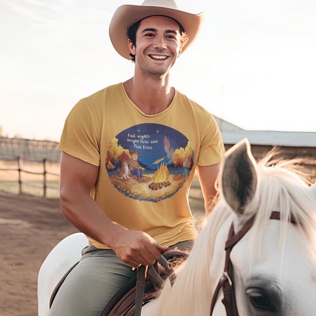 Cowboy and cow dog cooking autumn fish T-Shirt (Creator Uploaded)