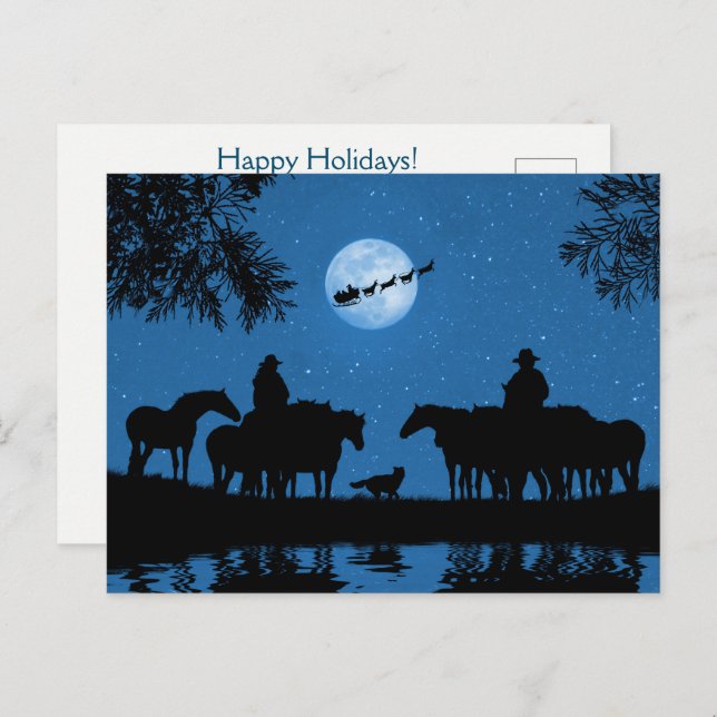 Cowboy and Cowgirl Country Western Holiday Postcard (Front/Back)
