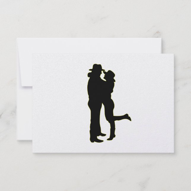 Cowboy and Cowgirl in Love Silhouette-Blank Inside RSVP Card (Front)