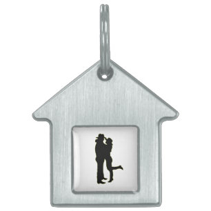 Cowboy and Cowgirl in Love Silhouette Pet Name Tag