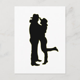 Cowboy and Cowgirl in Love Silhouette Postcard