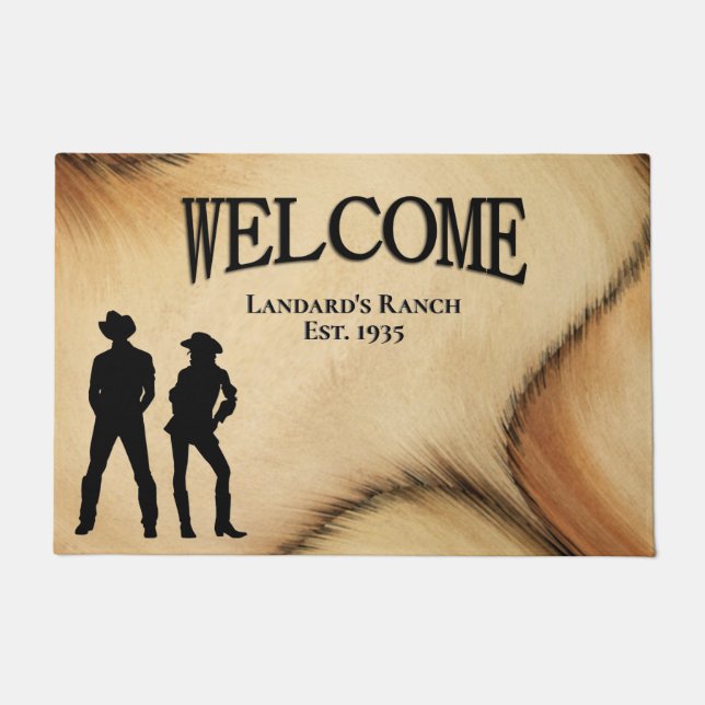 Cowboy and Cowgirl Welcome to the Ranch Doormat (Front)