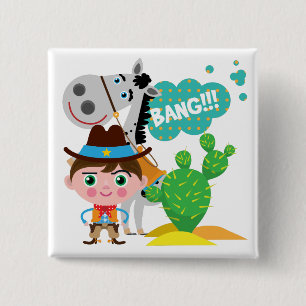 Cowboy and Horse 15 Cm Square Badge