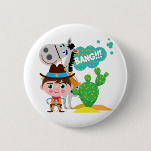 Cowboy and Horse 6 Cm Round Badge