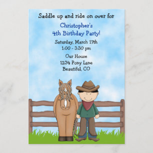 Cowboy and Horse Birthday Invitation