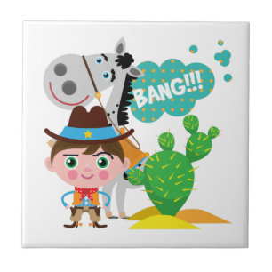 Cowboy and Horse Ceramic Tile