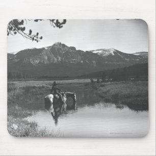 Cowboy and horse in a pond mouse pad