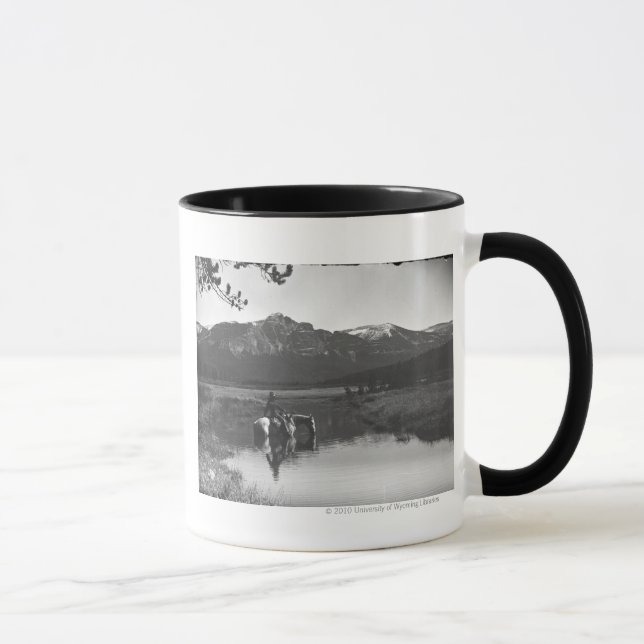 Cowboy and horse in a pond mug (Right)